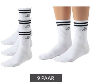 9 Paar Kappa Tennis-Socken Baumwoll-Strümpfe mit Markendruck Alltags-Socken 371E7JW A00 Weiß