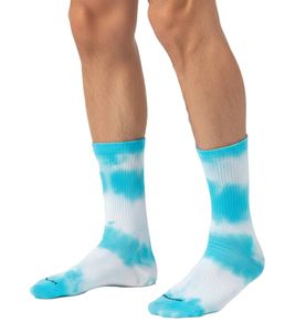 1 Paar Happy Socks Tie-dye Herren Socken im Batik-Look Baumwoll-Socken Alltags-Strümpfe P002514 Blau/Weiß