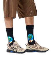 1 Paar Happy Socks Palm Herren Socken mit Palmen-Print Baumwoll-Socken Alltags-Strümpfe P002603 Schwarz/Bunt