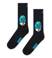 1 Paar Happy Socks Palm Herren Socken mit Palmen-Print Baumwoll-Socken Alltags-Strümpfe P002603 Schwarz/Bunt