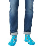 1 Paar Happy Socks Orange Spritz Herren Sneaker-Socken mit Allover Cocktail-Print Baumwoll-Socken Low-Cut Alltags-Strümpfe P003626 Blau/Bunt