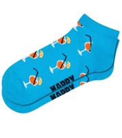 1 Paar Happy Socks Orange Spritz Herren Sneaker-Socken mit Allover Cocktail-Print Baumwoll-Socken Low-Cut Alltags-Strümpfe P003626 Blau/Bunt