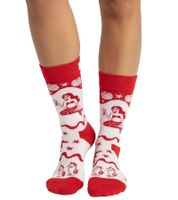 1 par de calcetines Happy Socks Happy Mermaid para mujer con estampado integral y motivos oceánicos, calcetines de algodón, calcetines para uso diario P002596 Blanco/Rojo