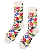 1 par de calcetines Happy Socks Happy Lazy Day para mujer con estampado playero integral, calcetines de algodón, calcetines para uso diario, P002600 Blanco/Multicolor