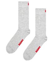 1 par de calcetines Happy Socks para hombre, de algodón orgánico, con logo y letras, para uso diario P001007, gris/rojo