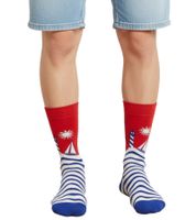1 par de calcetines unisex Happy Socks Sail Away con estampado marino, calcetines de algodón, calcetines para uso diario, P002599 Rojo/Azul/Blanco