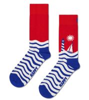 1 par de calcetines unisex Happy Socks Sail Away con estampado marino, calcetines de algodón, calcetines para uso diario, P002599 Rojo/Azul/Blanco