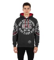 Vielseitiger Herren Kapuzen-Pullover mit coolen Markenprints Hoodie Sweater 19078 Grau