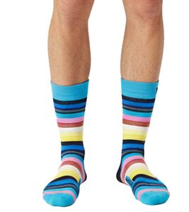 1 paio di calzini da uomo Happy Socks Stripe con motivo a righe, calzini in cotone, calzini per tutti i giorni P002614 multicolore