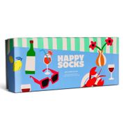 4 paia di calzini Happy Socks Fancy Dinner in cotone con motivi di cibo e bevande, calzini per tutti i giorni in confezione regalo P002659, multicolore