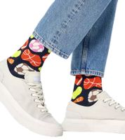 1 paio di calzini da uomo Happy Socks con stampa integrale di palloni sportivi, calzini in cotone, calzini per tutti i giorni P001509 Nero/Multicolore