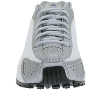 Futuristische NIKE Shox R4 Damen Low-Top-Sneaker mit Shox-Technologie Sport-Schuhe Lauf-Schuhe HQ1988-100 Weiß/Silber