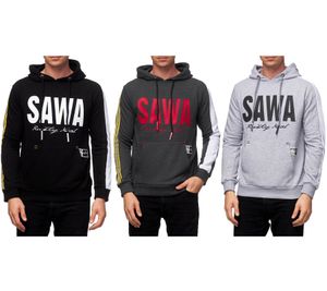 Sportlicher Kapuzen-Sweater für Herren mit großem Print und Schriftzug auf der Front Hoodie Pullover 19154 in Schwarz, Anthrazit oder Grau