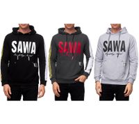 Sportlicher Kapuzen-Sweater für Herren mit großem Print und Schriftzug auf der Front Hoodie Pullover 19154 in Schwarz, Anthrazit oder Grau