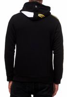 Sportlicher Kapuzen-Sweater für Herren mit großem Print und Schriftzug auf der Front Hoodie Pullover 19154 in Schwarz, Anthrazit oder Grau