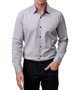 Trendiges Business-Hemd für Herren Freizeit-Shirt Langarm-Hemd 44 Hellgrau