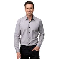 Trendiges Business-Hemd für Herren Freizeit-Shirt Langarm-Hemd 44 Hellgrau