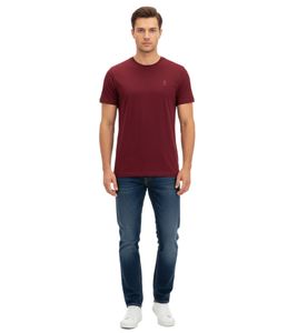 Trendiges U.S. POLO ASSN. Premium Herren Basic T-Shirt nachhaltiges Baumwoll-Shirt Alltags-Shirt 154 68261 53696 655 Wein-Rot