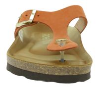 Bequeme ROHDE Alba Damen Zehentrenner moderne Echtleder-Sandalen Sommer-Schuhe Strand-Latschen 5642 41 Orange