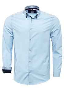 Camisa de manga larga informal para hombre, talla 80, azul claro