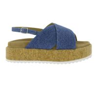 Trendige LAZAMANI Iria Damen Plateau Sandale - Kreuzriemen in Denim - Wildleder-Fußbett EVA-Sohle LA33770 Denim/Blau