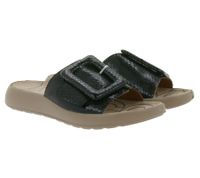 Eleganti pantofole da donna in vera pelle di igi&co, made in Italy, con cinturini stampa serpente, 76784 00, nere