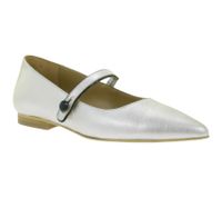 High-quality women's FLY London ballerina flats, made in Portugal, with cushioned insole, mid-height shoes, P145265 003 Silver