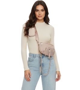 Modische Steve Madden Damen Umhängetasche mit Ziersteinen Schulter-Tasche 25 x 16 x 9cm SM13000640 Beige