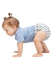 Couche lavable durable Bambino Mio pour bébé et jeune enfant, motif à pois, tout-en-un, taille unique (3-15 kg), blanche