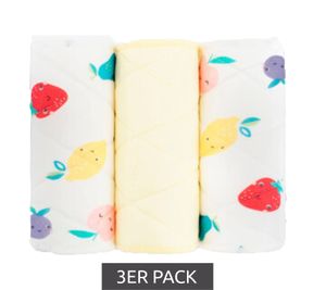 Lot de 3 inserts absorbants Bambino Mio pour bébés et jeunes enfants, avec couche supérieure respirante, inserts réutilisables pour couches lavables à motif fruits, blancs