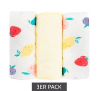 Lot de 3 inserts absorbants Bambino Mio pour bébés et jeunes enfants, avec couche supérieure respirante, inserts réutilisables pour couches lavables à motif fruits, blancs