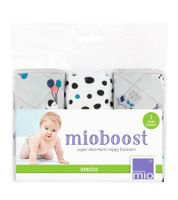Lot de 3 inserts absorbants Bambino Mio pour bébés et jeunes enfants, avec couche supérieure imperméable, inserts pour couches lavables à motif animal, blanc/gris