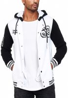 Felpa con cappuccio casual da uomo in stile college 6876 in rosso/bianco, blu/bianco o bianco/nero