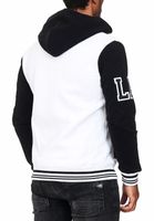 Felpa con cappuccio casual da uomo in stile college 6876 in rosso/bianco, blu/bianco o bianco/nero