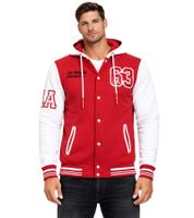 Lässige Sweat-Jacke für Herren im College-Style Kapuzen-Pullover Sweater 6876 in Rot/Weiß, Blau/Weiß oder Weiß/Schwarz