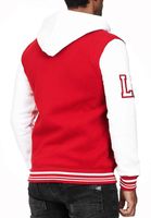 Felpa con cappuccio casual da uomo in stile college 6876 in rosso/bianco, blu/bianco o bianco/nero