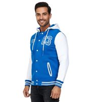 Felpa con cappuccio casual da uomo in stile college 6876 in rosso/bianco, blu/bianco o bianco/nero