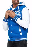 Felpa con cappuccio casual da uomo in stile college 6876 in rosso/bianco, blu/bianco o bianco/nero