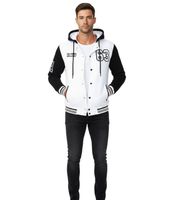 Felpa con cappuccio casual da uomo in stile college 6876 in rosso/bianco, blu/bianco o bianco/nero