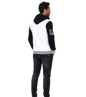 Felpa con cappuccio casual da uomo in stile college 6876 in rosso/bianco, blu/bianco o bianco/nero