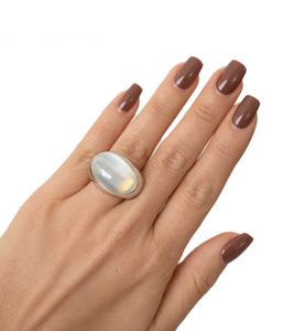 Calvin Klein Damen Ring mit oval geformtem Stein Edelstahl-Ring Finger-Ring Größe 55 Size 7 KJ3QWR020107 Silber 