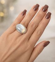 Anillo Calvin Klein para mujer con piedra ovalada, anillo de acero inoxidable, anillo para el dedo KJ3QWR020107, plata