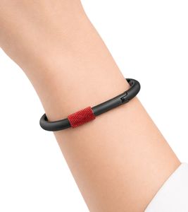 Stilvolles Calvin Klein Damen Edelstahl-Armband in Karabiner-Form Arm-Schmuck Handgelenk-Schmuck KJJHBD11010 Schwarz