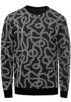 Ausgefallenes Sweatshirt für Herren mit Muster im Ketten-Design Rundhals-Pullover 19141 in Schwarz oder Gelb