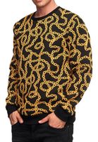 Ausgefallenes Sweatshirt für Herren mit Muster im Ketten-Design Rundhals-Pullover 19141 in Schwarz oder Gelb