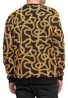Ausgefallenes Sweatshirt für Herren mit Muster im Ketten-Design Rundhals-Pullover 19141 in Schwarz oder Gelb