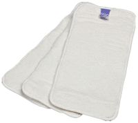 Paquete de 3 insertos absorbentes Bambino Mio para bebés y niños pequeños con capa superior que se mantiene seca, reutilizables, en blanco, liso, con estampado de frutas o animal.