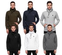 Sportlicher Hoodie für Herren mit cooler Kapuze Sweater Kapuzen-Pullover 19140 in Schwarz, Khaki, Grau, Blau, Weiß