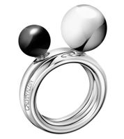 Stackable Calvin Klein Women's Designer Rings, Set of 2, Stainless Steel Ring from the Bubbly Collection, Ring Size 7, Finger Ring KJ9RMR040307, ​​Silver