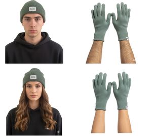SCOTCH & SODA Mütze und Handschuhe Strick-Handschuhe Strick-Beanie mit Logo-Patch Accessoires SSV5-3012-340 Grün